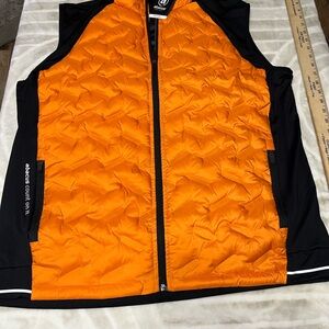 Abacus Grove Hybrid Vest Golf Quilted Full Zip Orange Black Men Size XL